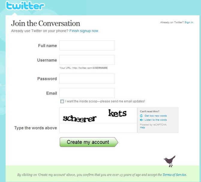 How to signup the twitter.com---怎样注册twitter帐号 - 堕落的鱼 - 堕落的鱼