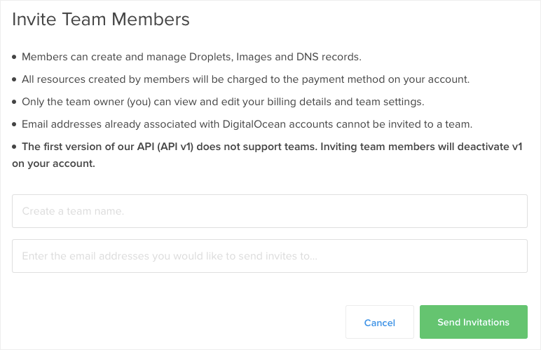 要求成员加入DigitalOcean团队账号