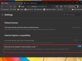 Edge Canary将允许手动激活IE模式