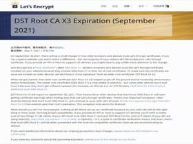 Let's Encrypt DST Root CA X3根证书将于 9 月 30 日过期