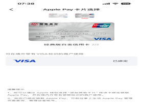 ApplePay已支持国内发行单标visa及双标visa卡绑定